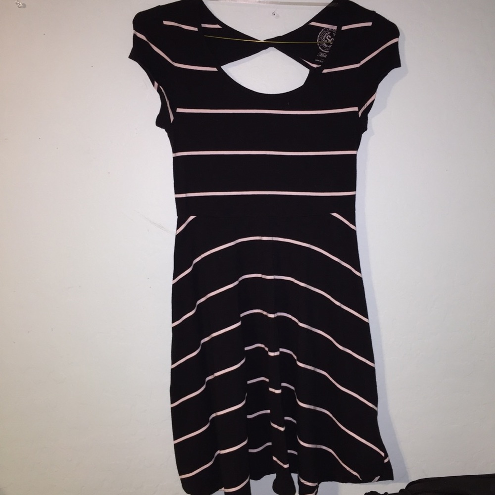 Black and white striped dress
